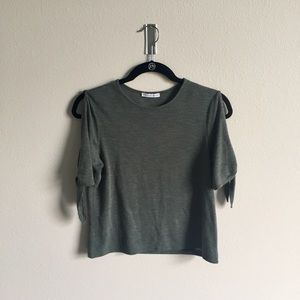 Zara crop top with bow sleeves